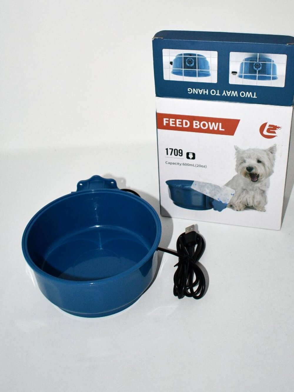 NAMSAN Heated Pet Bowl, 0.6L, USB, Hanging Water Food Bowl for Cats, NWT